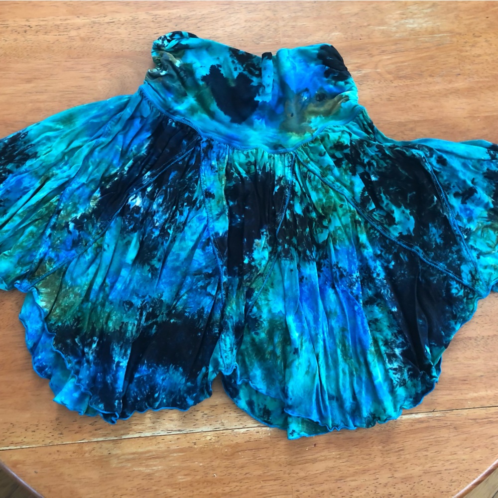 Purple Lotus Fairy Hippie Skirt - Rouched side and ruffle mini skirt